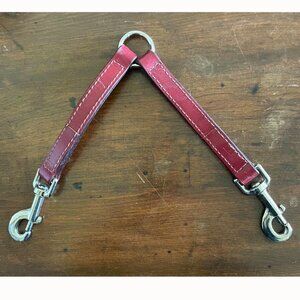 Dog Leash Coupler, Red Leather